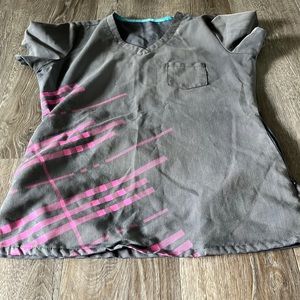 Grey pink scrub top